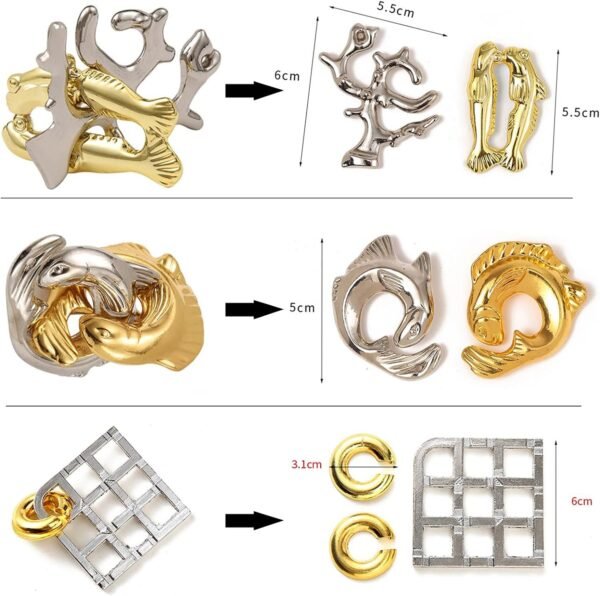 Rompecabezas Metal, Joyeee Brain Teaser Puzzle Desbloqueo Enclavamiento Desenreda Juego IQ Entrenamiento, Juguetes de Educativa Inteligencia para Adultos y Niños Challenge, Dificultad Alta - 36Pcs A