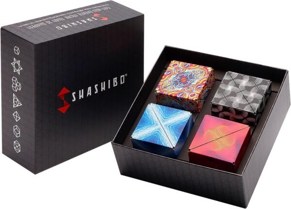 SHASHIBO paquete de 4 cajas de cambios de forma (36 imanes de tierras raras) STEM/STEAM Fidget geométrica 3D magnético transformador magnético cubo mágico
