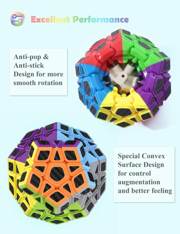 ROXENDA Cubos de Velocidad, [5 Pack] Speed Cube Set de 2x2 3x3 Pirámide Dodecaedro Skew Cube Pegatina de Fibra Carbono Magic Cube Colección Rompecabezas Juguete