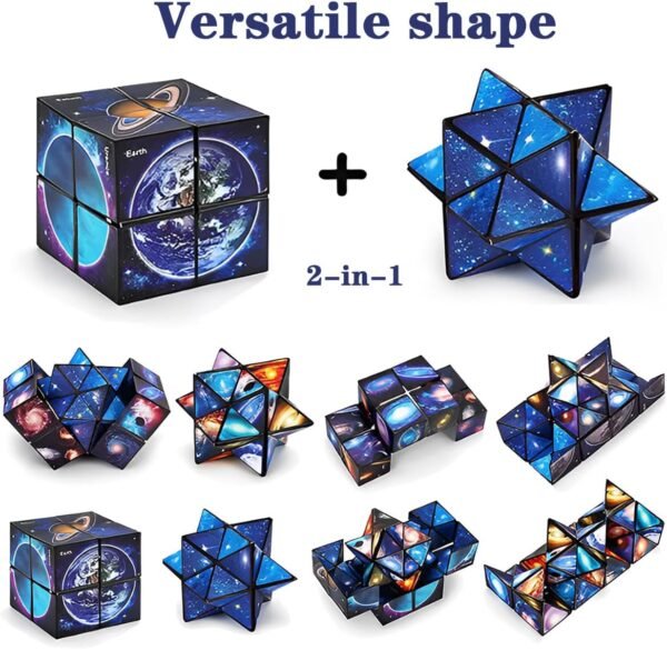 LiRiQi Magic Star Cubo, Cubo mágica Estrella 2 en 1, Cubo Infinito, Juguetes Ciencia Popular Rompecabezas Mágicos para Niños y Adultos, Cubo Creativo de descompresión, Puzzles 3D, Juguetes educativos