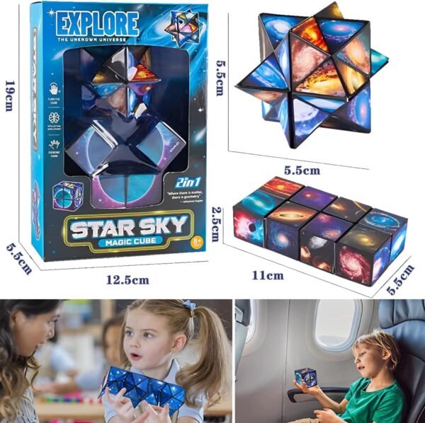 LiRiQi Magic Star Cubo, Cubo mágica Estrella 2 en 1, Cubo Infinito, Juguetes Ciencia Popular Rompecabezas Mágicos para Niños y Adultos, Cubo Creativo de descompresión, Puzzles 3D, Juguetes educativos