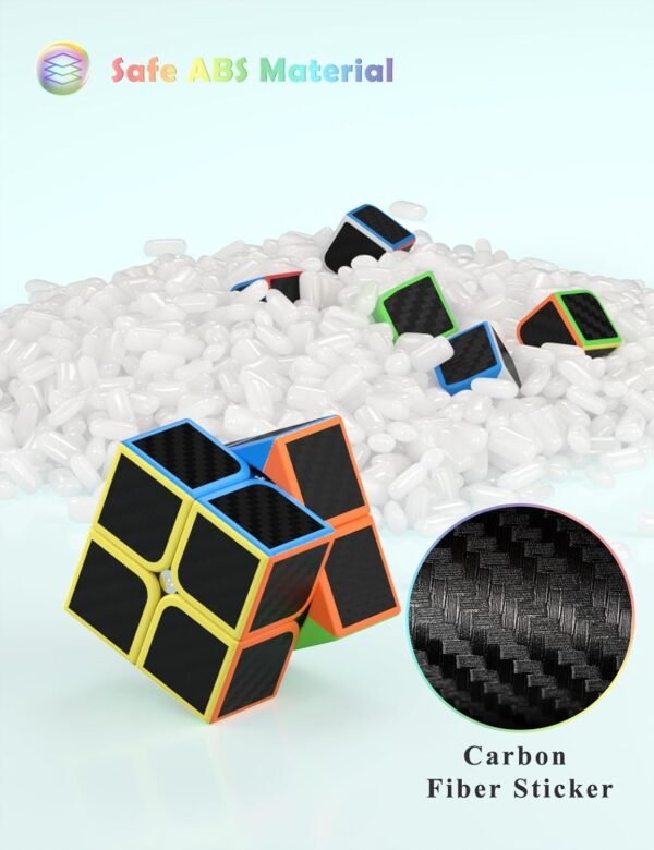 ROXENDA Cubos de Velocidad, [5 Pack] Speed Cube Set de 2x2 3x3 Pirámide Dodecaedro Skew Cube Pegatina de Fibra Carbono Magic Cube Colección Rompecabezas Juguete