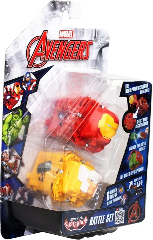 Battle Cubes Paquete de 2 Vengadores - Iron Man y Thor, Papel de Roca, Juego de Tijeras