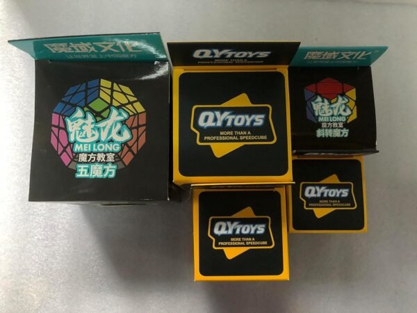ROXENDA Cubos de Velocidad, [5 Pack] Speed Cube Set de 2x2 3x3 Pirámide Dodecaedro Skew Cube Pegatina de Fibra Carbono Magic Cube Colección Rompecabezas Juguete