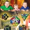ROXENDA Cubos de Velocidad, [5 Pack] Speed Cube Set de 2x2 3x3 Pirámide Dodecaedro Skew Cube Pegatina de Fibra Carbono Magic Cube Colección Rompecabezas Juguete