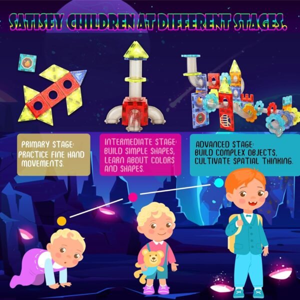 Glitter Bloques Magneticos Construccion Niños 3D Juegos Imanes, 81 Piezas Magnetic Tiles Juguetes, Multicolor Educativos Magnéticos Building Blocks Kit, Creatividad Regalos para Chicos Niñas