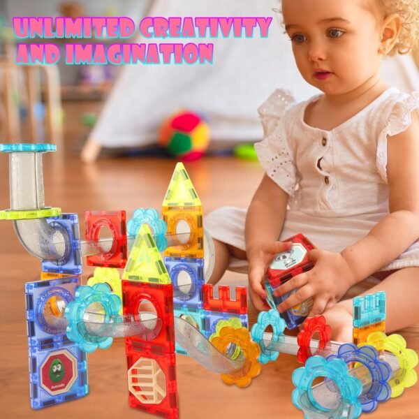 Glitter Bloques Magneticos Construccion Niños 3D Juegos Imanes, 81 Piezas Magnetic Tiles Juguetes, Multicolor Educativos Magnéticos Building Blocks Kit, Creatividad Regalos para Chicos Niñas