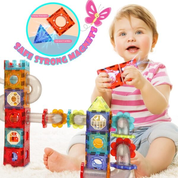 Glitter Bloques Magneticos Construccion Niños 3D Juegos Imanes, 81 Piezas Magnetic Tiles Juguetes, Multicolor Educativos Magnéticos Building Blocks Kit, Creatividad Regalos para Chicos Niñas